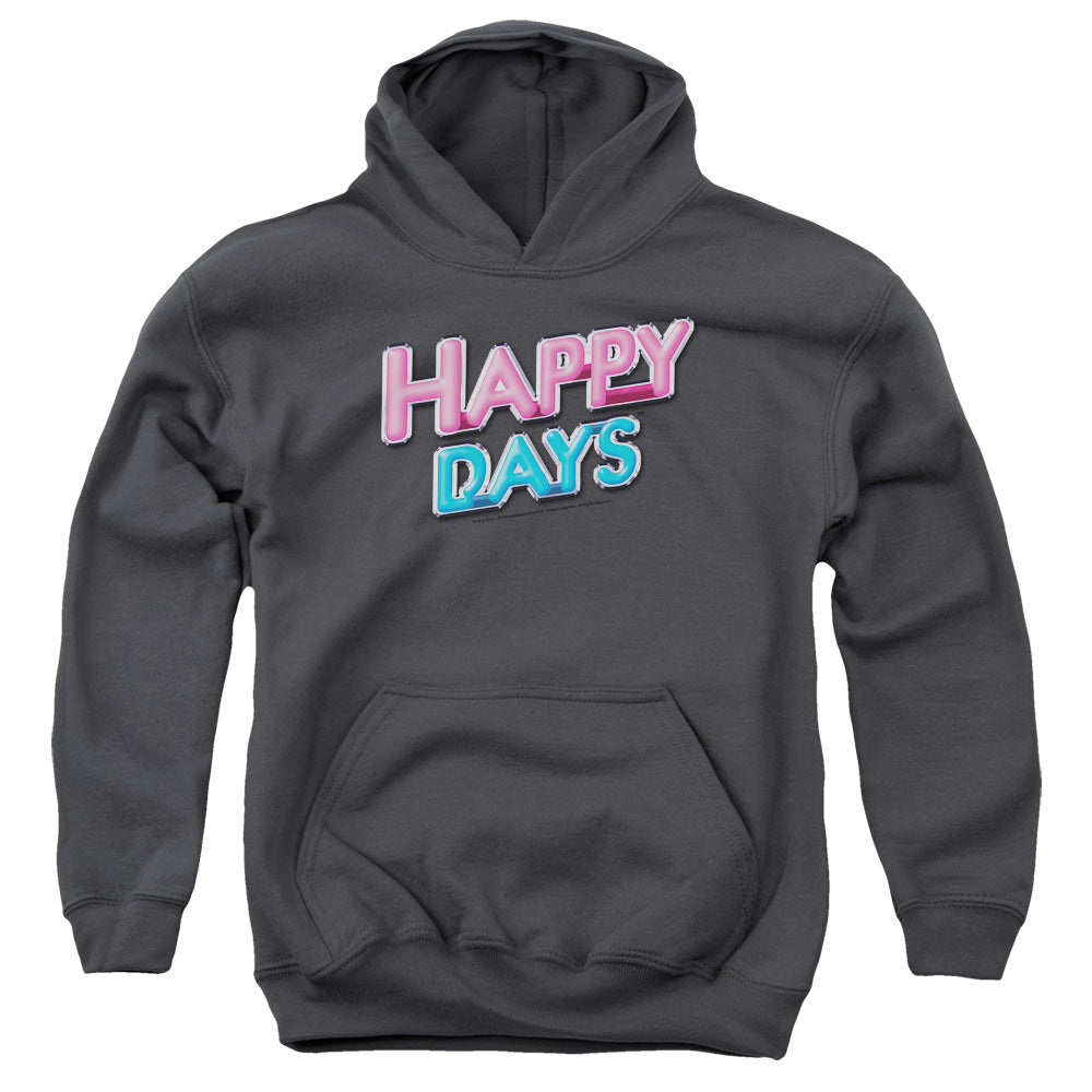 Happy Days Happy Days Logo Kids Youth Hoodie Charcoal Officially Licensed