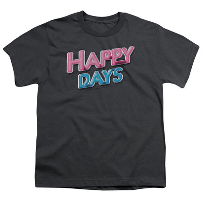 Happy Days Happy Days Logo Kids Youth T Shirt Charcoal Officially Licensed
