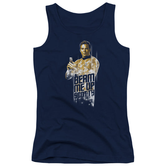 Star Trek Beam Me Up Womens Tank Top Shirt Navy Blue