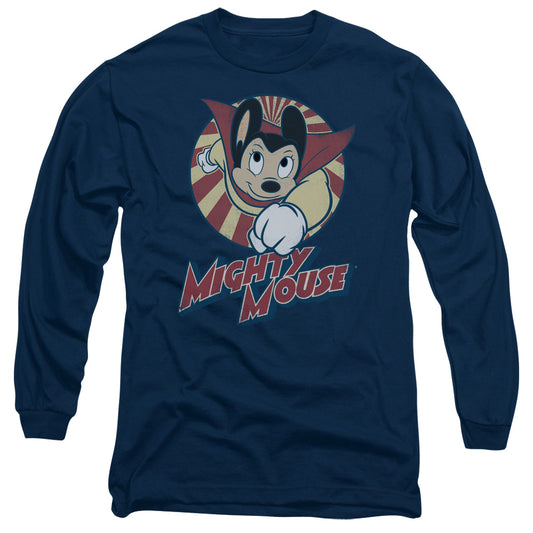 Mighty Mouse The One The Only Mens Long Sleeve Shirt Navy Officially Licensed