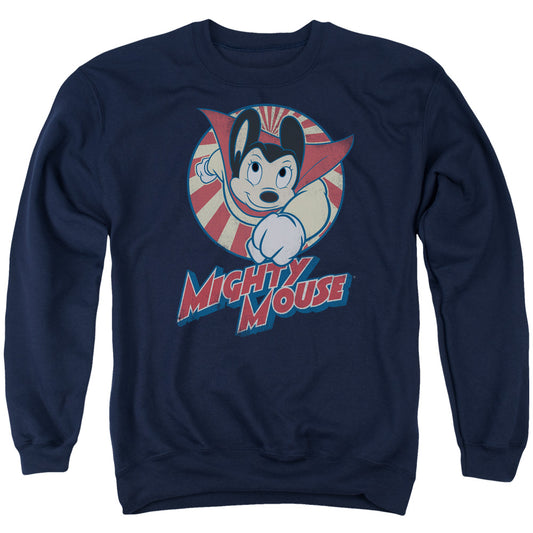 Mighty Mouse the One the Only Mens Crewneck Sweatshirt Navy Officially Licensed