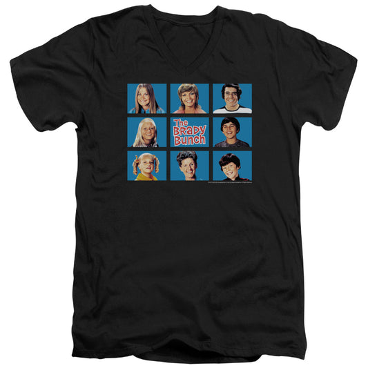 Brady Bunch Framed Mens Slim Fit V-Neck T Shirt Black Officially Licensed