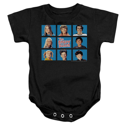 Brady Bunch Framed Infant Baby Snapsuit Black