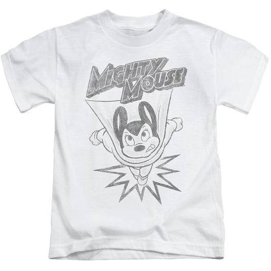 Mighty Mouse Bursting Out Juvenile Kids Youth T Shirt White Officially Licensed