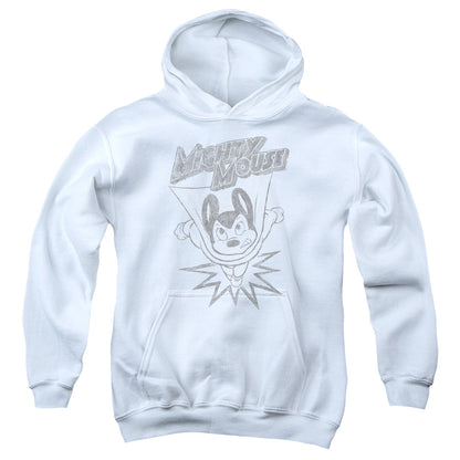 Mighty Mouse Bursting Out Kids Youth Hoodie White Officially Licensed