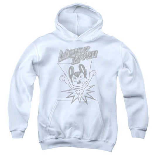 Mighty Mouse Bursting Out Kids Youth Hoodie White Officially Licensed