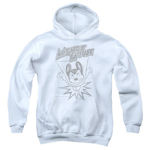 Mighty Mouse Bursting Out Kids Youth Hoodie White