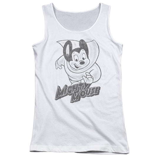 Mighty Mouse Mighty Sketch Womens Tank Top Shirt White