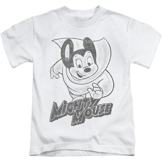 Mighty Mouse Mighty Sketch Juvenile Kids Youth T Shirt White Officially Licensed