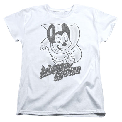 Mighty Mouse Mighty Sketch Womens T Shirt White Officially Licensed