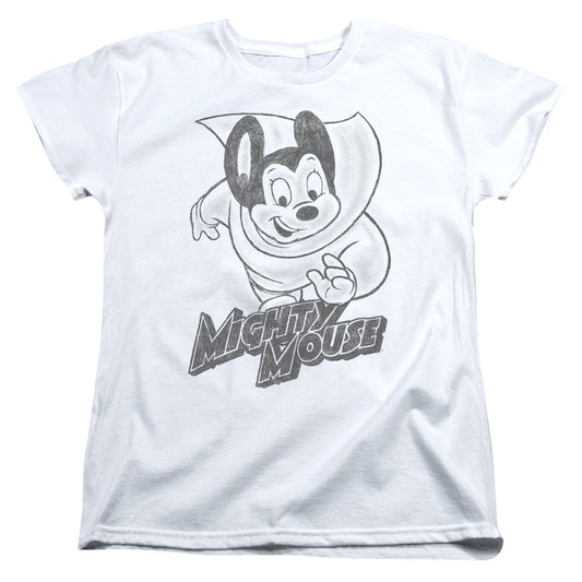 Mighty Mouse Mighty Sketch Womens T Shirt White Officially Licensed