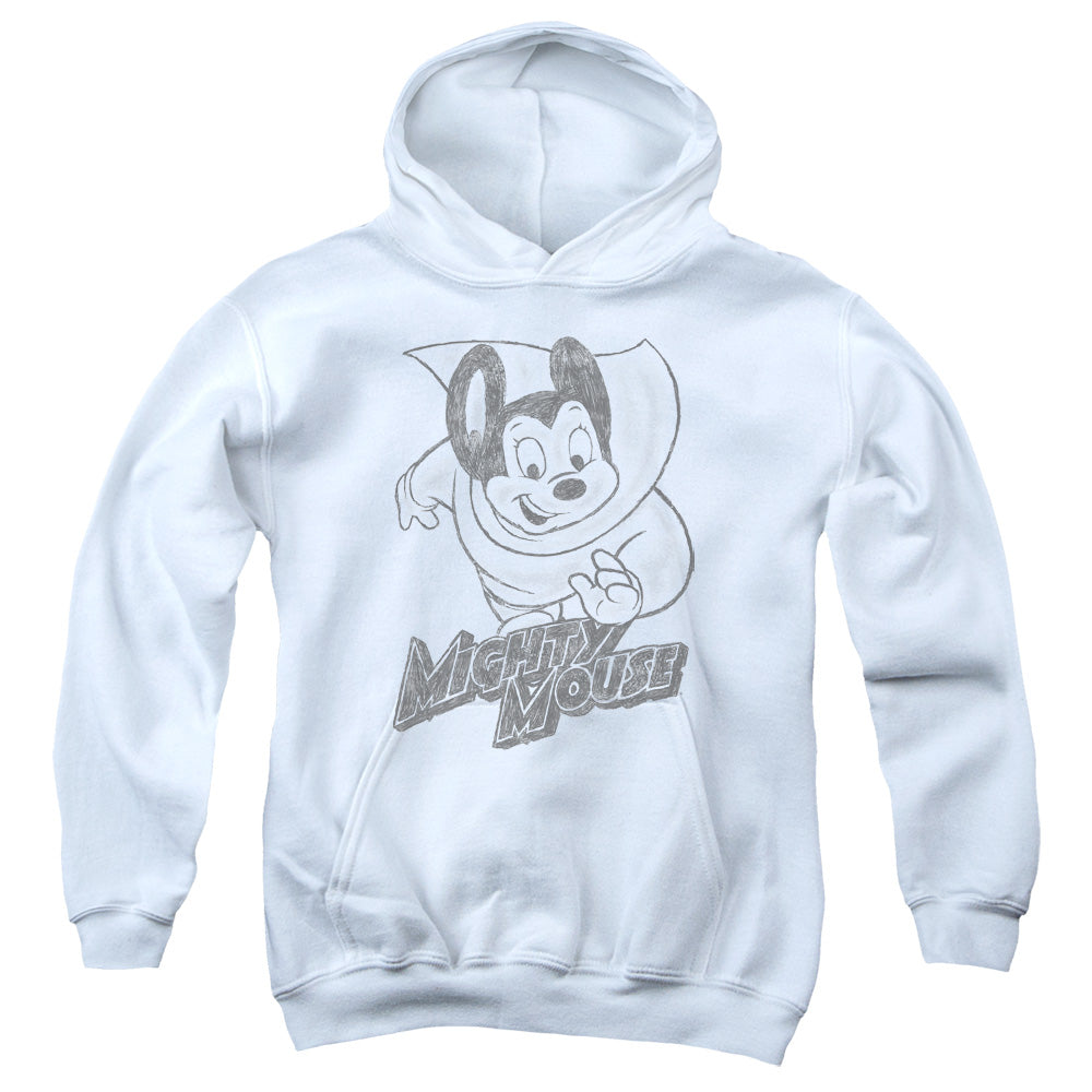 Mighty Mouse Mighty Sketch Kids Youth Hoodie White Officially Licensed