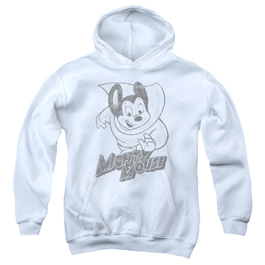 Mighty Mouse Mighty Sketch Kids Youth Hoodie White Officially Licensed