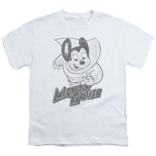 Mighty Mouse Mighty Sketch Kids Youth T Shirt White Officially Licensed