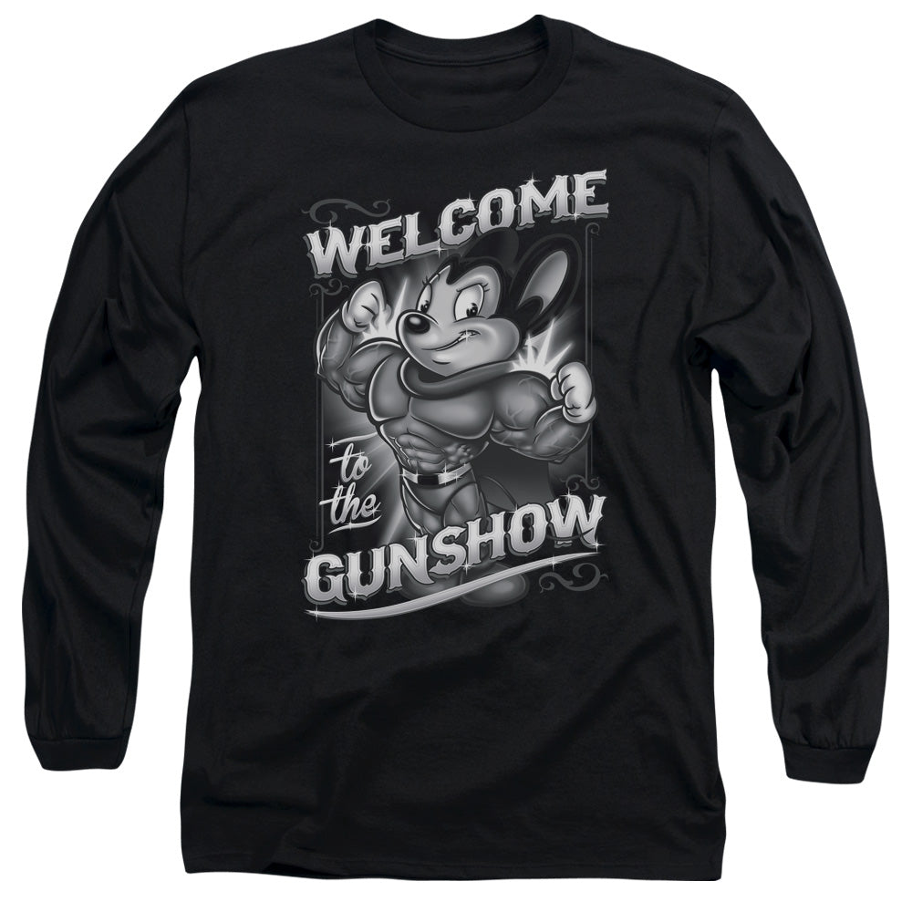 Mighty Mouse Mighty Gunshow Mens Long Sleeve Shirt Black