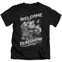 Load image into Gallery viewer, Mighty Mouse Mighty Gunshow Juvenile Kids Youth T Shirt Black