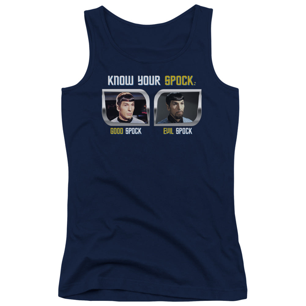 St Original Know Your Spock Womens Tank Top Shirt Navy Blue