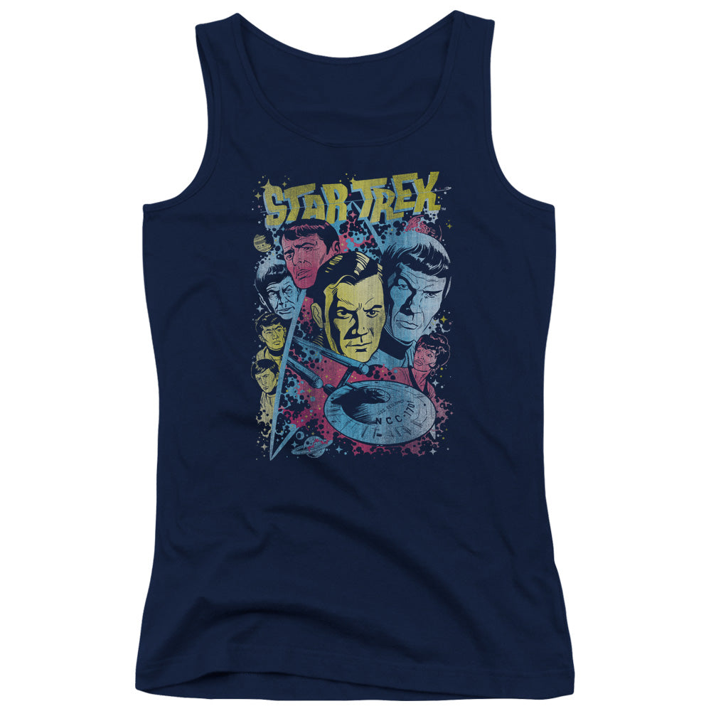 Star Trek Classic Crew Illustrated Womens Tank Top Shirt Navy Blue