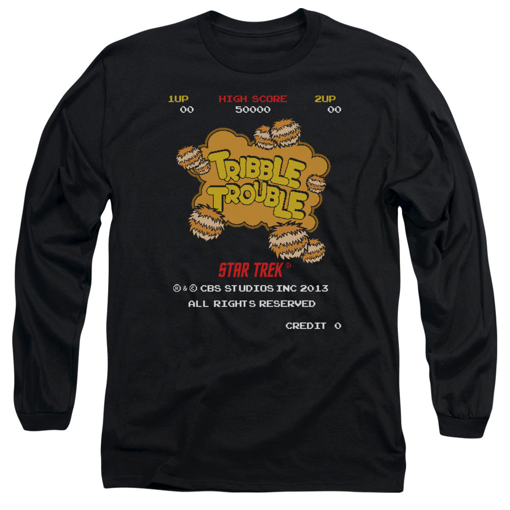 Star Trek Tribble Trouble Mens Long Sleeve Shirt Black Officially Licensed