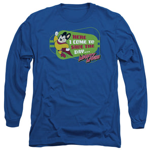 Mighty Mouse Here I Come Mens Long Sleeve Shirt Royal Blue