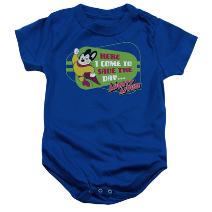 Mighty Mouse Here I Come Infant Baby Snapsuit Royal Blue