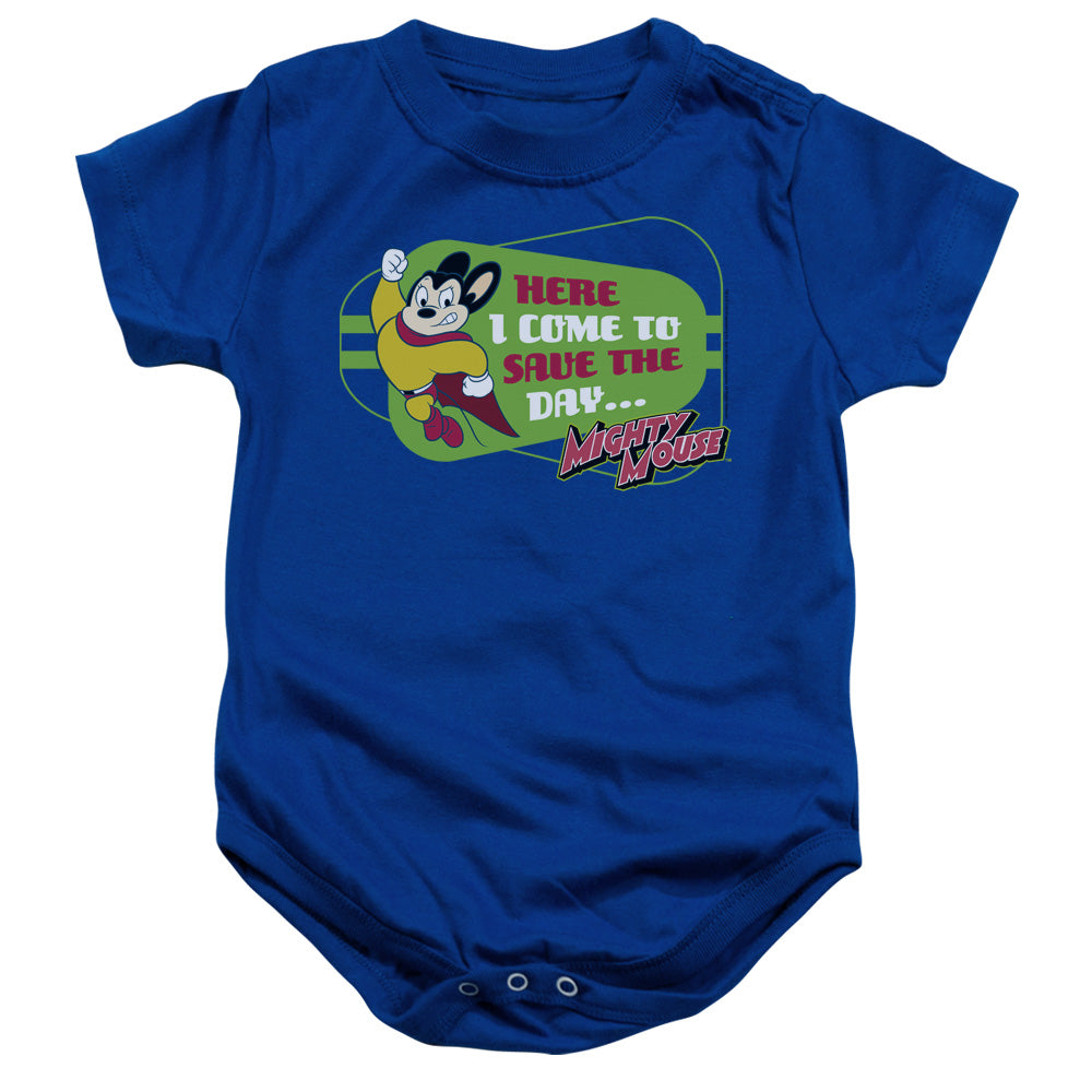 Mighty Mouse Here I Come Infant Baby Snapsuit Royal Blue 