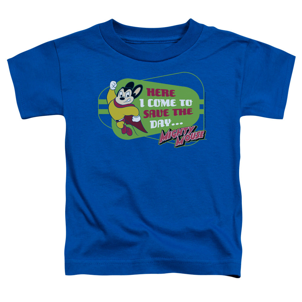 Mighty Mouse Here I Come Toddler Kids Youth T Shirt Royal Blue Officially Licensed