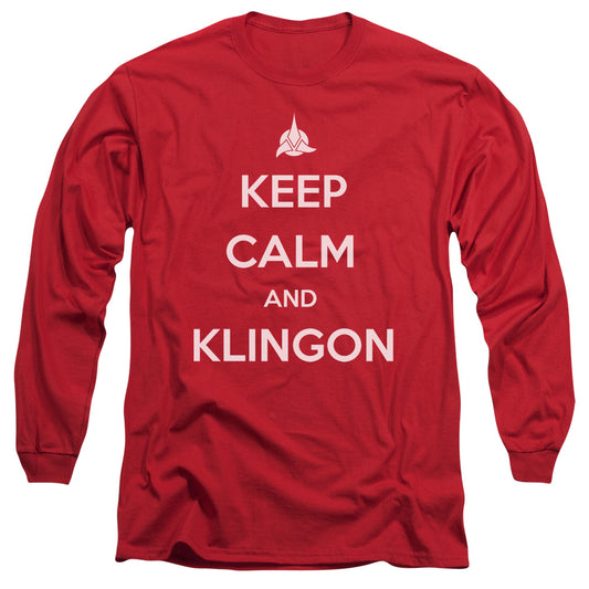 Star Trek Calm Klingon Mens Long Sleeve Shirt Red Officially Licensed Officially Licensed