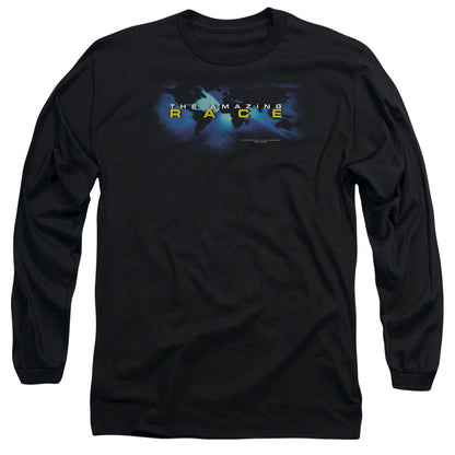 Amazing Race Faded Globe Mens Long Sleeve Shirt Black