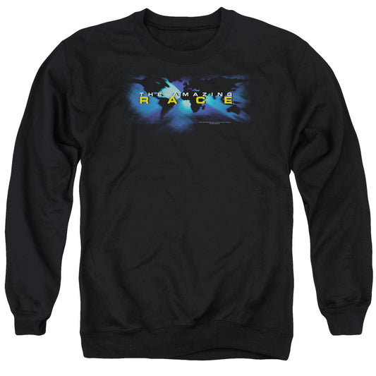 Amazing Race Faded Globe Mens Crewneck Sweatshirt Black