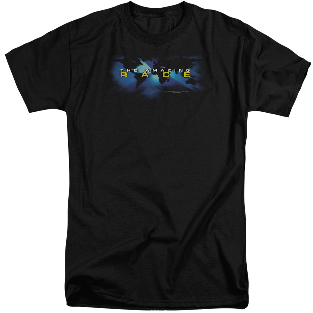 Amazing Race Faded Globe Mens Tall T Shirt Black