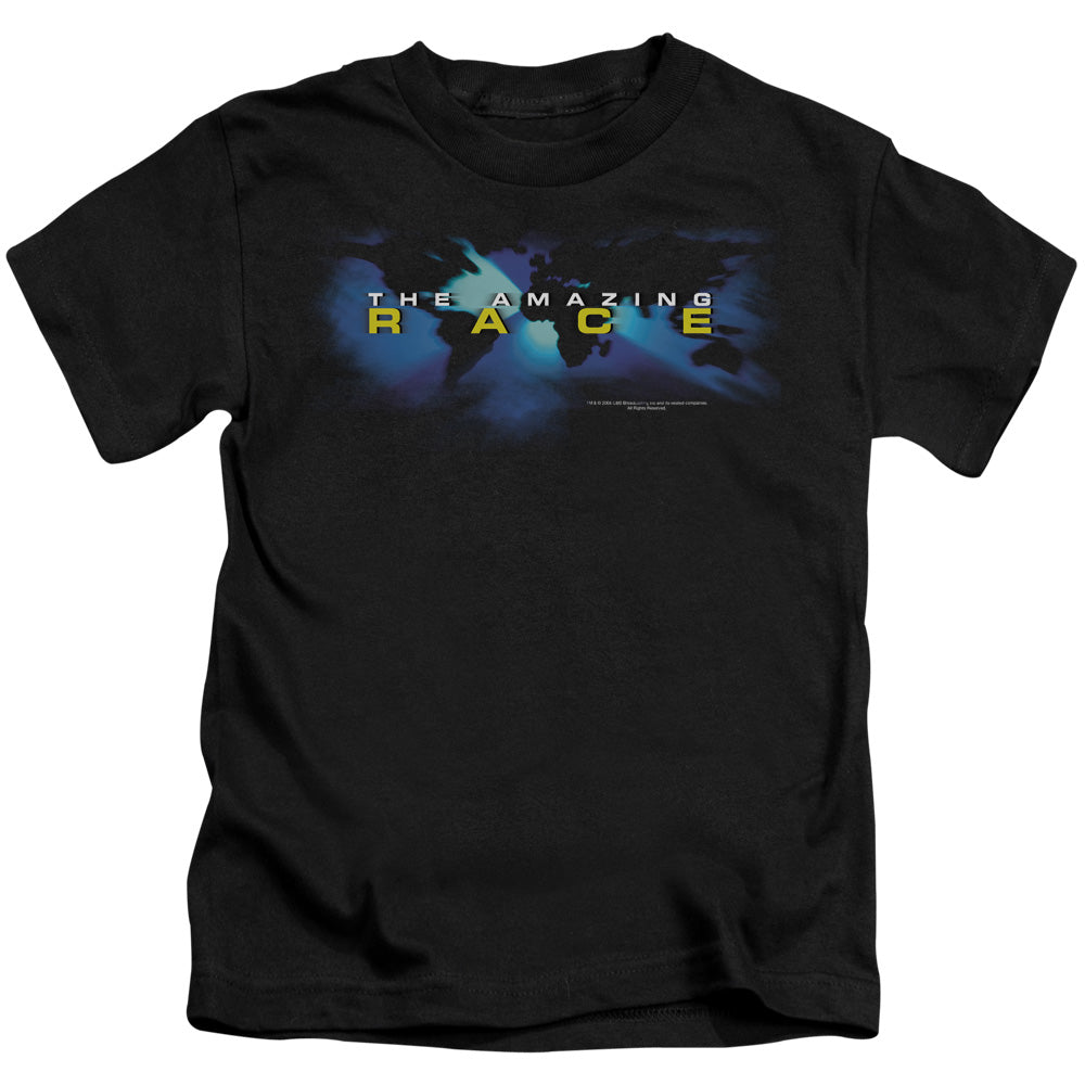 Amazing Race Faded Globe Juvenile Kids Youth T Shirt Black