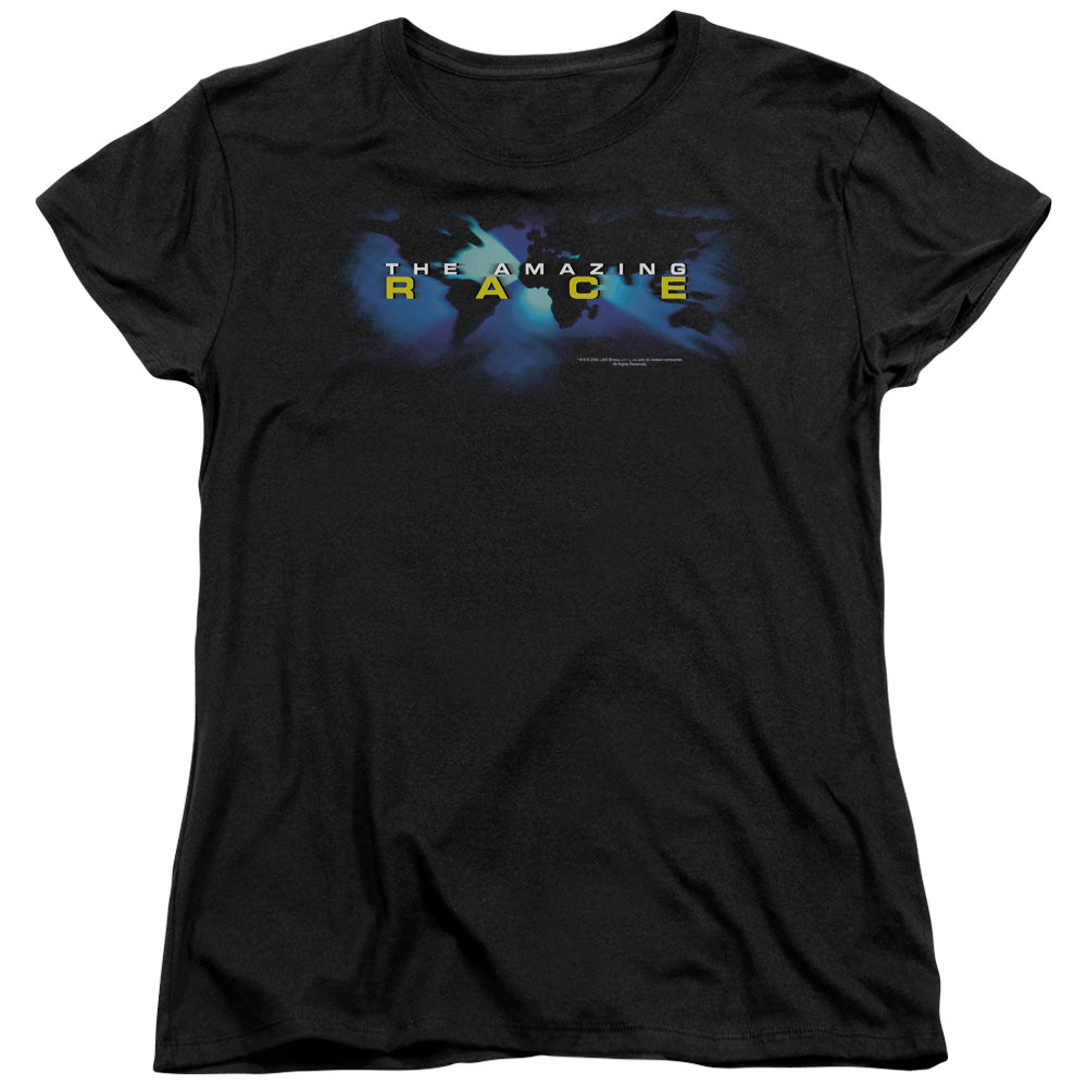 Amazing Race Faded Globe Womens T Shirt Black