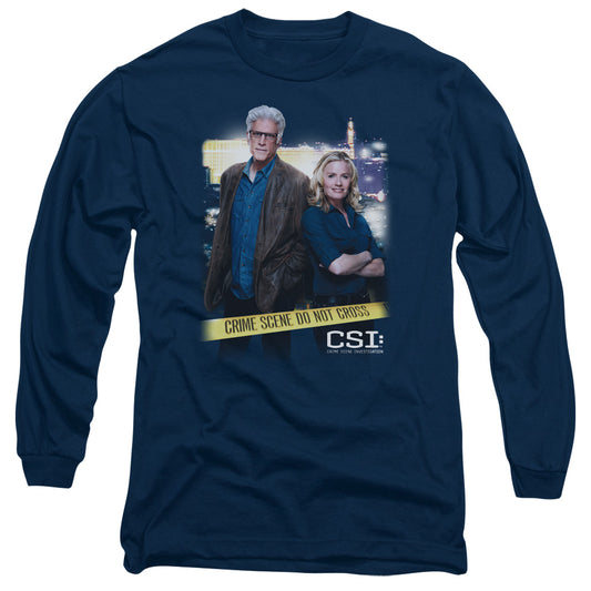 Csi Do Not Cross Mens Long Sleeve Shirt Navy Officially Licensed Officially Licensed