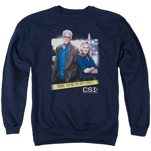 Csi Do Not Cross Mens Crewneck Sweatshirt Navy Officially Licensed