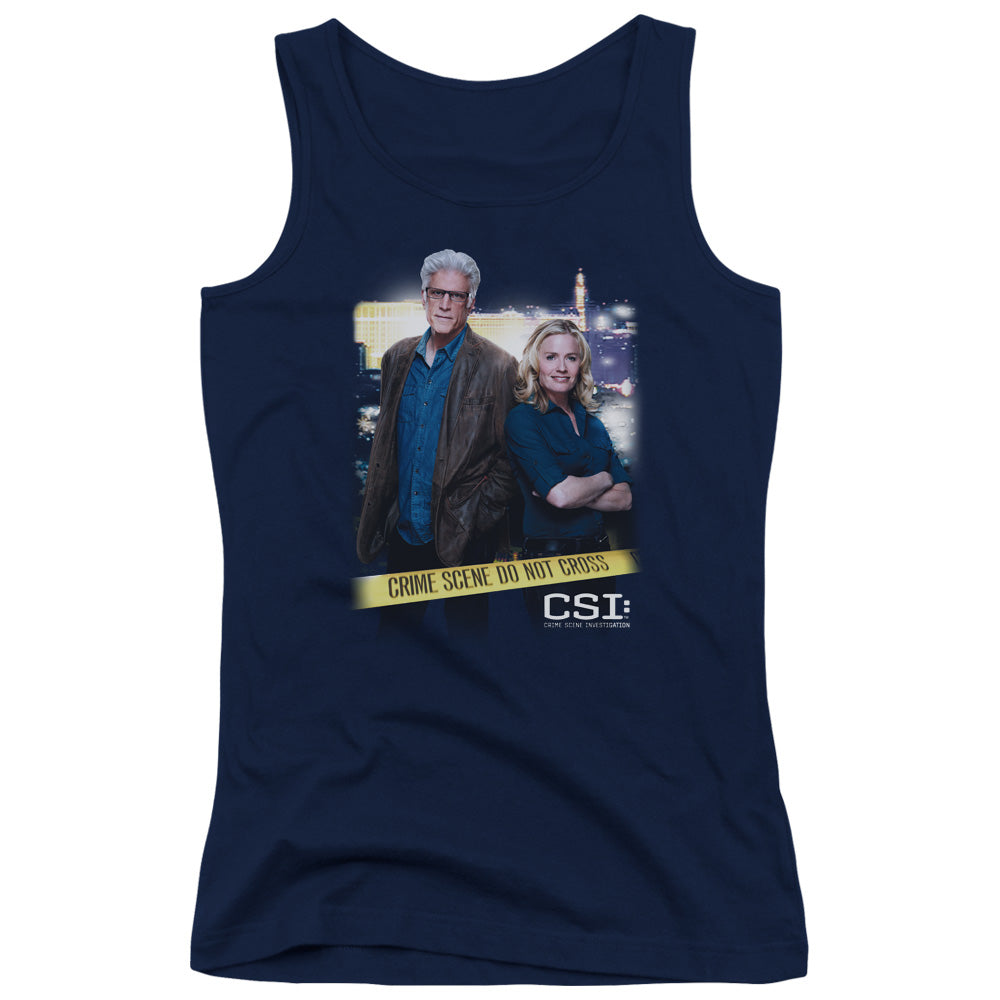 Csi Do Not Cross Womens Tank Top Shirt Navy Blue