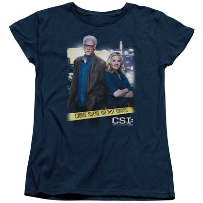 Csi Do Not Cross Womens T Shirt Navy Officially Licensed