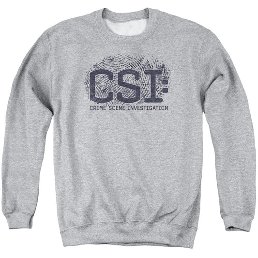 Csi Distressed Logo Mens Crewneck Sweatshirt Athletic Heather Officially Licensed