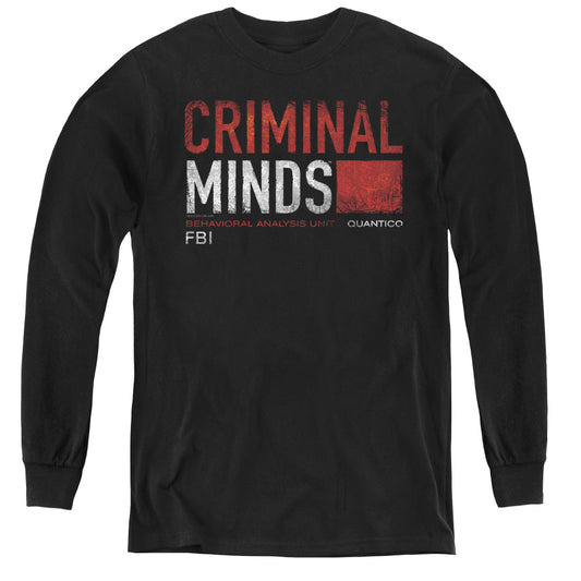 Criminal Minds Title Card Long Sleeve Kids Youth T Shirt Black Officially Licensed