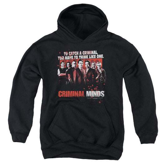 Criminal Minds Think Like One Kids Youth Hoodie Black Officially Licensed