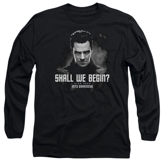 Star Trek Shall We Begin Mens Long Sleeve Shirt Black Officially Licensed Officially Licensed