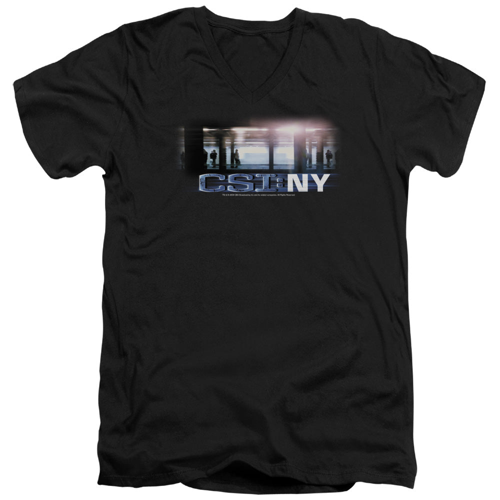 Csi New York Subway Mens Slim Fit V-Neck T Shirt Black Officially Licensed