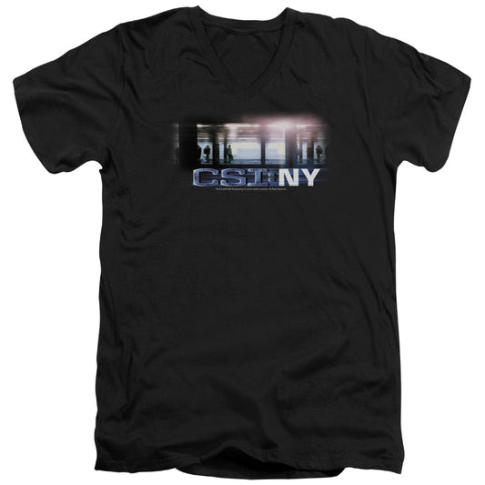 Csi New York Subway Mens Slim Fit V-Neck T Shirt Black Officially Licensed