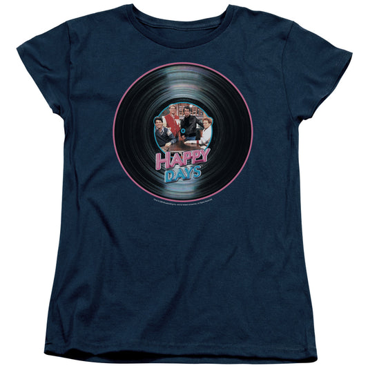 Happy Days on the Record Womens T Shirt Navy Officially Licensed