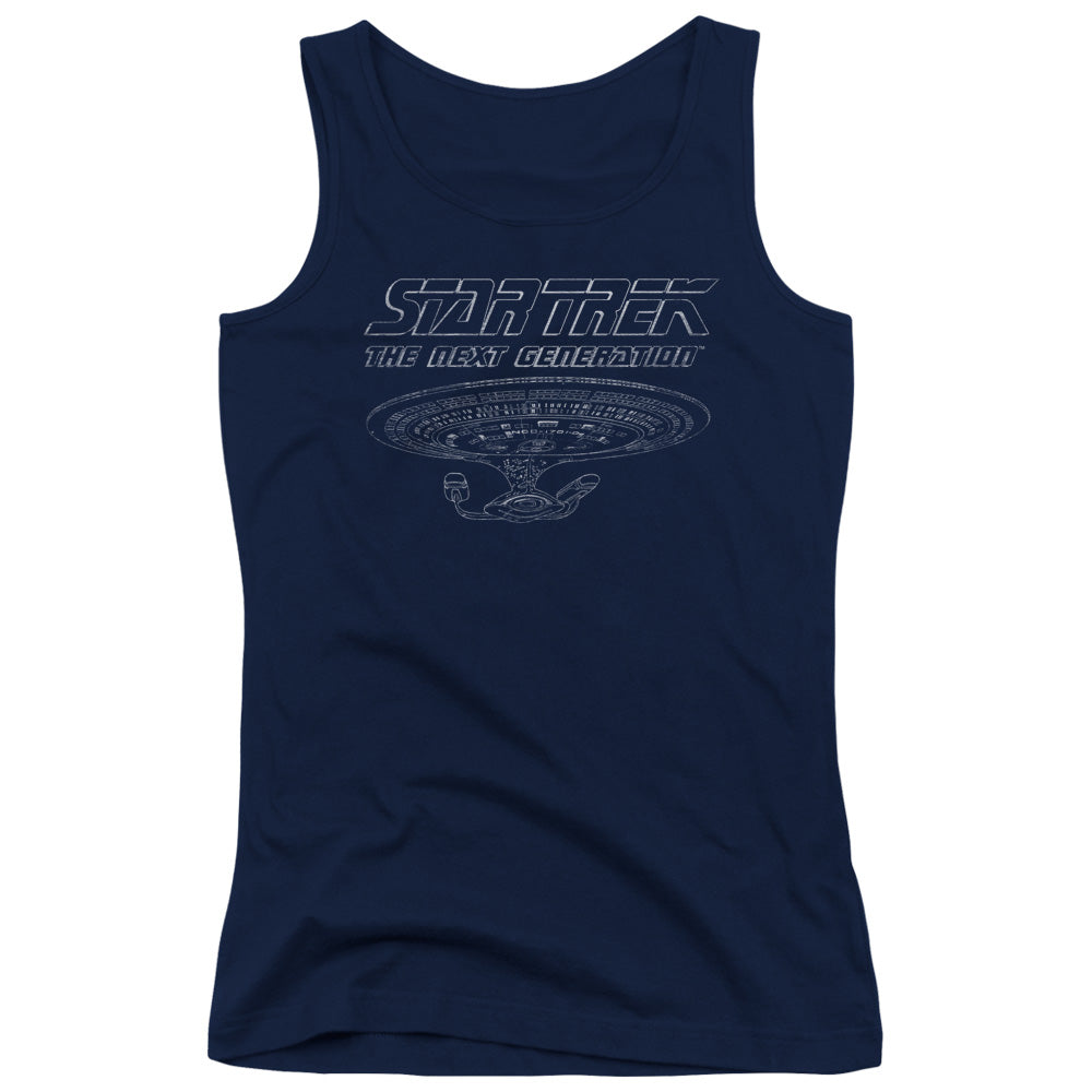 Star Trek Tng Enterprise Womens Tank Top Shirt Navy Blue