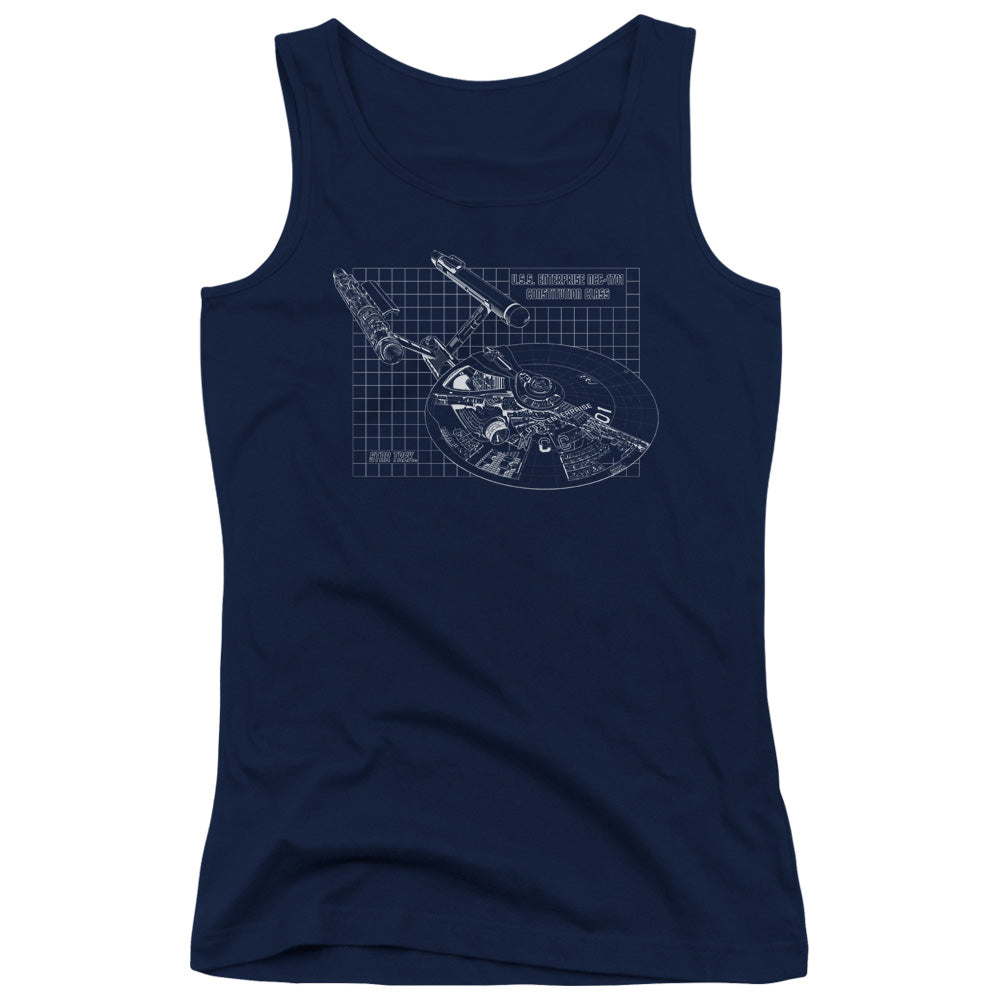 Star Trek Enterprise Prints Womens Tank Top Shirt Navy Blue