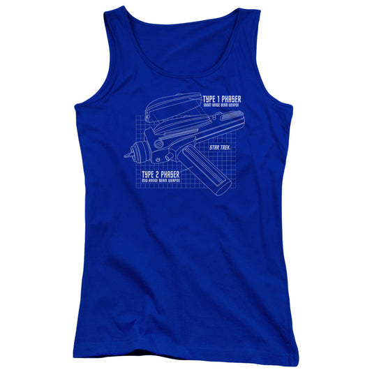 Star Trek Phaser Plans Womens Tank Top Shirt Royal Blue