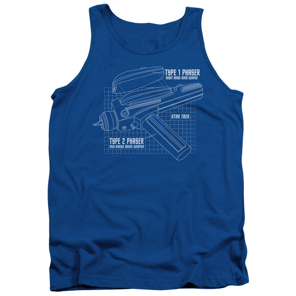 Star Trek Phaser Plans Mens Tank Top Shirt Royal Blue