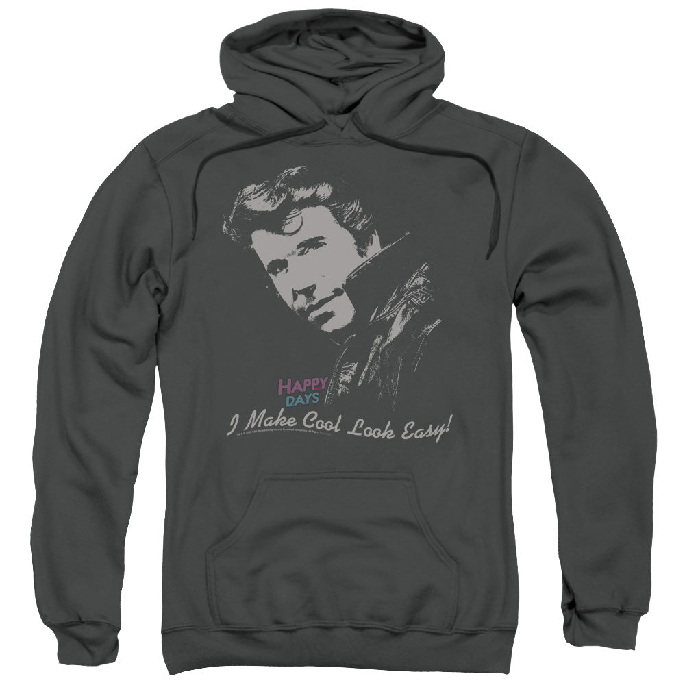 Happy Days Cool Fonz Mens Hoodie Charcoal Officially Licensed
