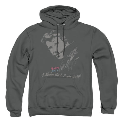 Happy Days Cool Fonz Mens Hoodie Charcoal Officially Licensed